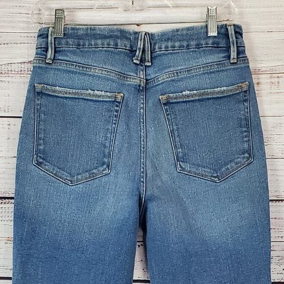 Good American High Rise Ripped Knee Jeans Straight Leg Gorpcore Grunge 6 (28) - Picture 8 of 12